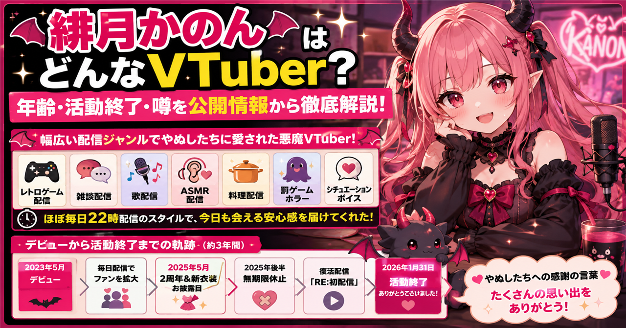 「緋月かのん」はどんなVTuber？年齢・活動終了・噂を公開情報から徹底解説！